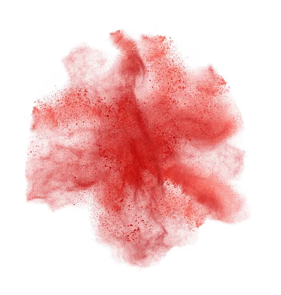 Red powder isolated on black background — Stock fotografie
