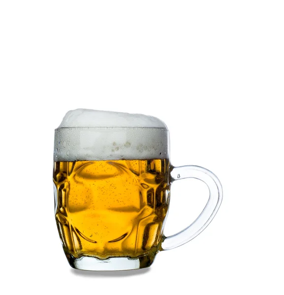 Frosty glass of light beer isolated on a white background — Stock Photo, Image