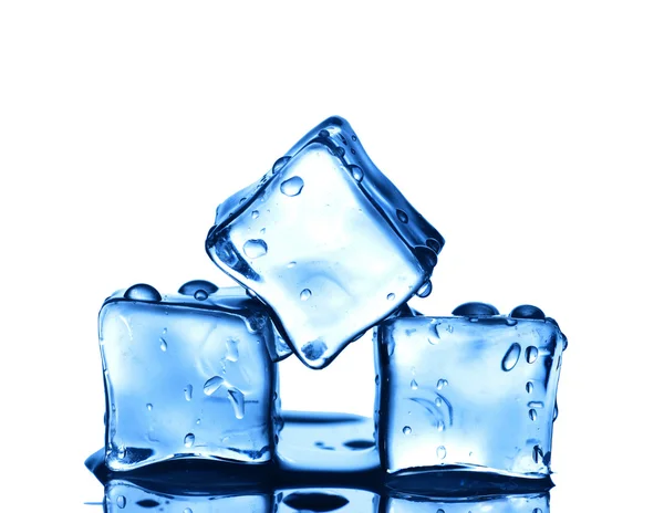 Three ice cubes on white background. — Stock Photo, Image