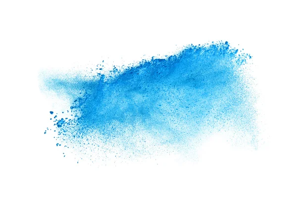 Freeze motion of blue dust explosion isolated on white backgroun — Stock Photo, Image