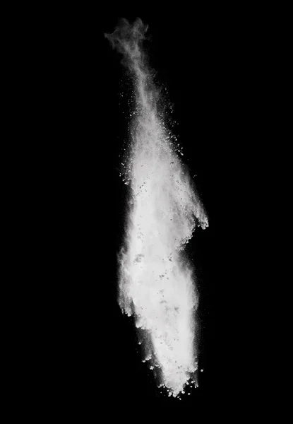 White powder explosion isolated on black background — Stock Photo, Image