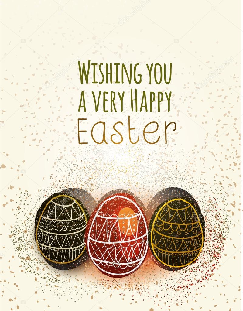 Happy Easter greeting card with eggs