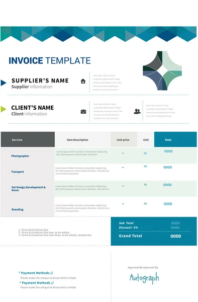 Modèle de facture design — Image vectorielle