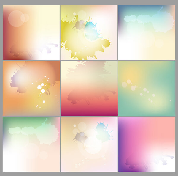 Abstract watercolor concept vector blurred background collection. For Web and Mobile Applications.