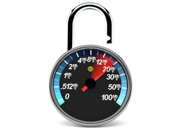 Network Meter Padlock Isolated White Background Illustration — Stock Photo, Image