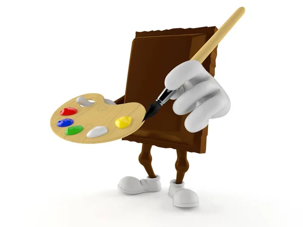 Chocolate Character Holding Paintbrush Paint Palette Isolated White Background Illustration — Stock Photo, Image