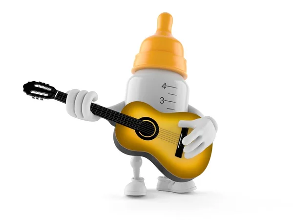 Bebê Personagem Garrafa Tocando Guitarra Isolada Fundo Branco Ilustração — Fotografia de Stock