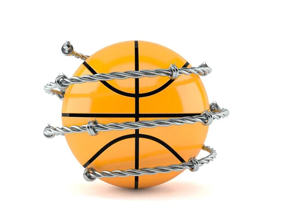 Basket Boll Med Taggtråd Isolerad Vit Bakgrund Illustration — Stockfoto