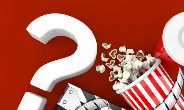 Otazník Popcornem Filmovým Kotoučem — Stock fotografie