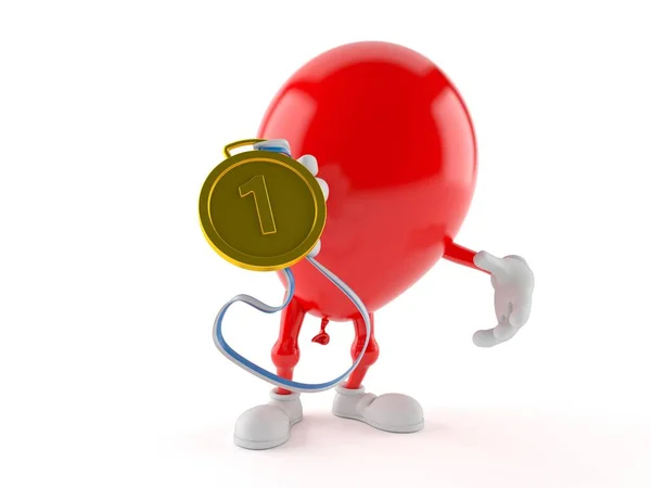 Ballong Karaktär Med Gyllene Medalj Isolerad Vit Bakgrund Illustration — Stockfoto