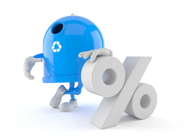 Recycling Bin Character Percent Symbol Isolated White Background Illustration — Stock Photo, Image