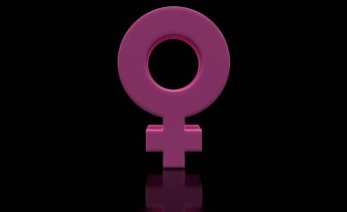 Siyah arka planda izole edilmiş kadın cinsiyet sembolü. 3d illüstrasyon