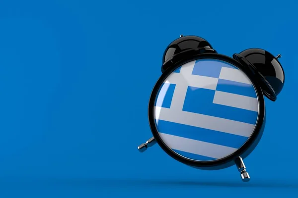 Alarm Clock Greek Flag Isolated Blue Background Illustration — Stock Photo, Image