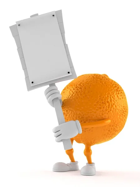 オレンジ色の文字の白の背景に隔離された抗議サインを保持 3Dイラスト — ストック写真