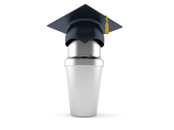 Cocktail Shaker Mortarboard Isolated White Background Illustration — Stock Photo, Image
