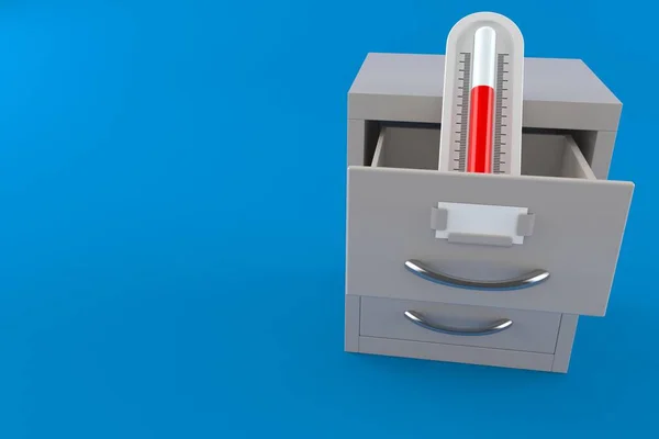 青い背景に隔離されたアーカイブ内の温度計 3Dイラスト — ストック写真