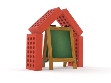 Tuğla evin içinde tahta tahta var.