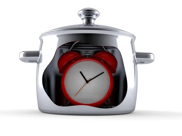 Alarm Clock Kitchen Pot — Stock Photo, Image
