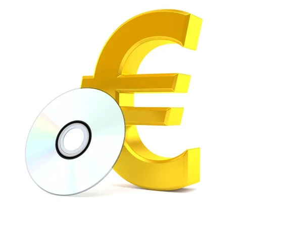 Moneta Euro Con Disco Isolato Sfondo Bianco Illustrazione — Foto Stock