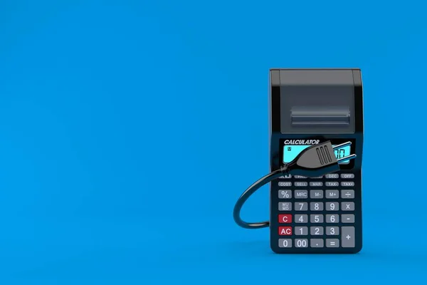 Kalkulátor Elektromos Dugóval Elszigetelt Kék Háttérrel Illusztráció — Stock Fotó