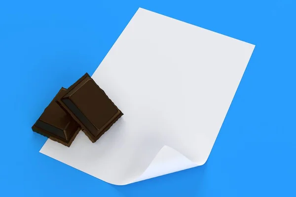 Chocolade Met Blanco Vel Papier — Stockfoto