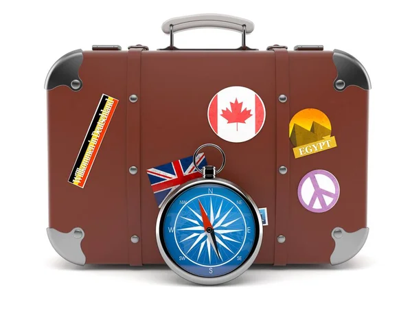 Travel Case Compass — Stock Photo, Image