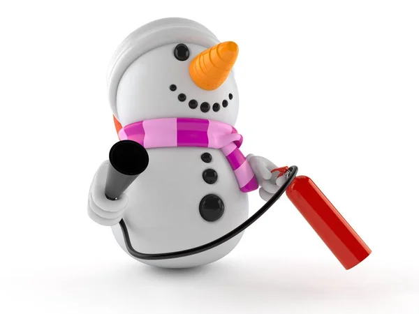 Schneemannfigur Mit Feuerlöscher Isoliert Auf Weißem Hintergrund Illustration — Stockfoto