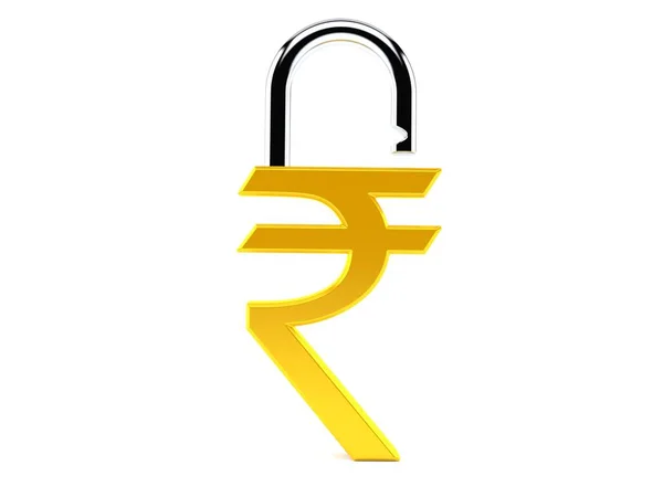 Rupee Currency Symbol Padlock Isolated White Background Illustration — Stock Photo, Image