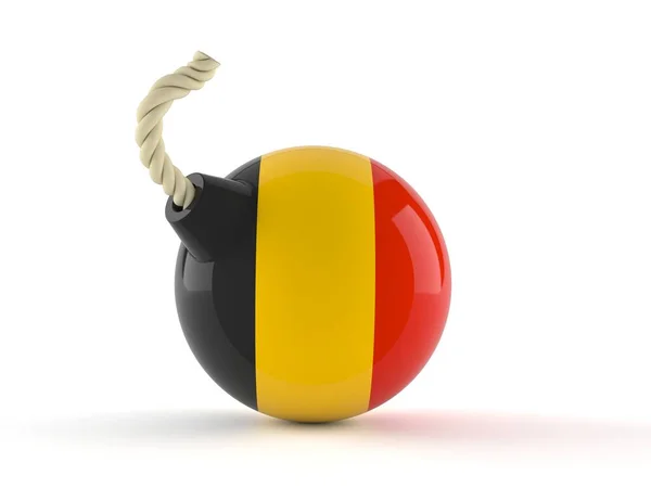 Bombe Mit Belgischer Flagge Isoliert Auf Weißem Hintergrund Illustration — Stockfoto
