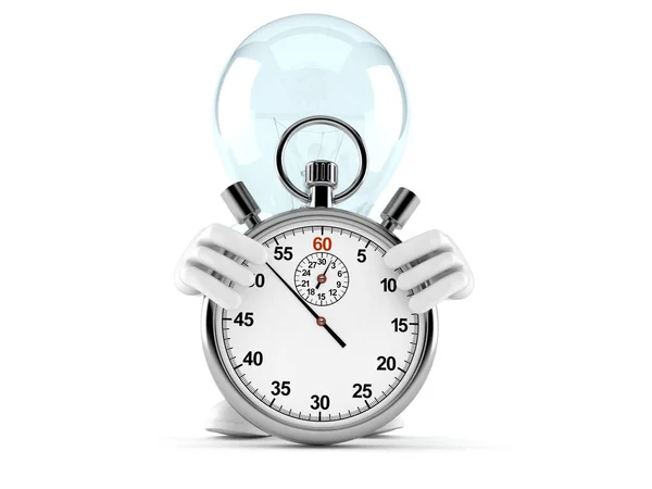 Lichtbol Karakter Met Stopwatch Geïsoleerd Witte Achtergrond Illustratie — Stockfoto