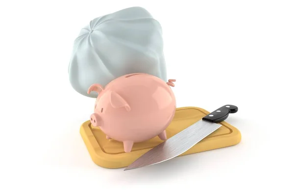 キッチンボードとシェフの帽子が白い背景に隔離された貯金箱 3Dイラスト — ストック写真
