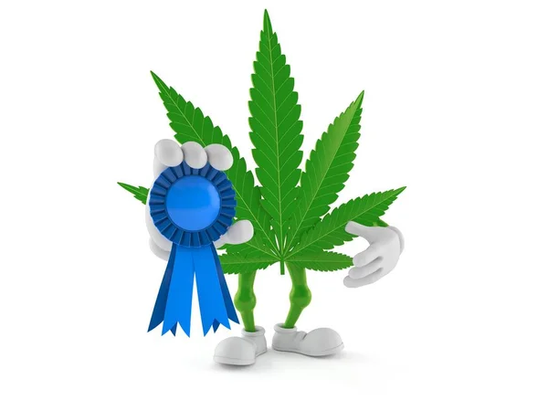 Cannabis Karakter Met Award Lint Geïsoleerd Witte Achtergrond Illustratie — Stockfoto