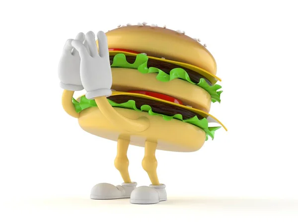 ハンバーガーのキャラクターの叫び白い背景に隔離された 3Dイラスト — ストック写真
