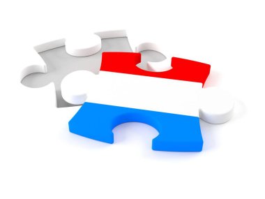 Lüksemburg bayraklı yapboz, beyaz arka planda izole edilmiş. 3d illüstrasyon