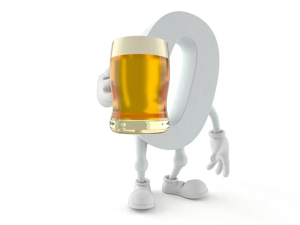 Zero Personagem Segurando Copo Cerveja Isolado Fundo Branco Ilustração — Fotografia de Stock