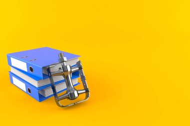 Turuncu arka planda izole edilmiş halka klasörlü bisiklet pedalı. 3d illüstrasyon