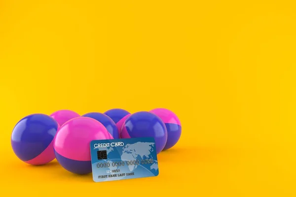 Paintballs Com Cartão Crédito Isolado Fundo Laranja Ilustração — Fotografia de Stock