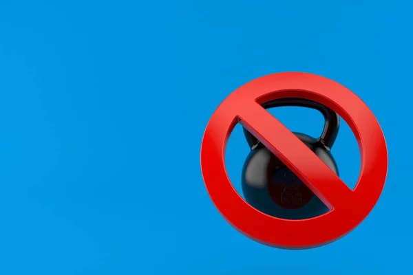 Kettlebell Com Símbolo Proibido Isolado Fundo Azul Ilustração — Fotografia de Stock