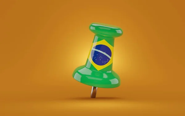 Накладка Бразильським Прапором Помаранчевому Фоні Ілюстрація — стокове фото