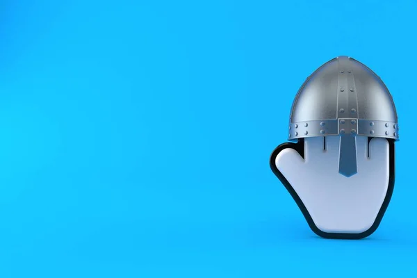 青い背景に隔離された騎士のヘルメットとカーソル 3Dイラスト — ストック写真