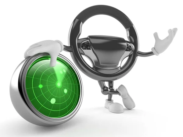Характер Рулевого Колеса Автомобиля Радаром Изолирован Белом Фоне Иллюстрация — стоковое фото