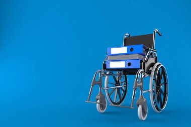 Mavi arka planda izole edilmiş tekerlekli sandalyeli halkalar. 3d illüstrasyon