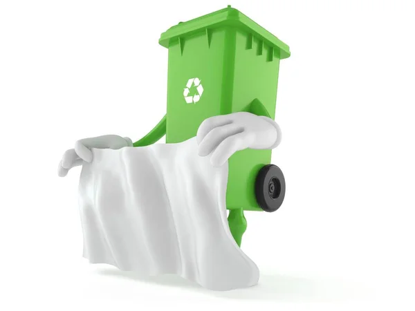 Caráter Lixo Segurando Folha Branca Isolada Fundo Branco Ilustração — Fotografia de Stock