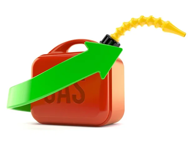 Benzín Plechovka Zelenou Šipkou Izolované Bílém Pozadí Ilustrace — Stock fotografie