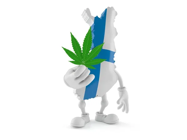 Finland Character Holding Cannabis Leaf Isolated White Background Illustration — Stock Photo, Image