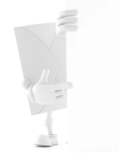 Envelope Dedo Apontador Personagem Isolado Fundo Branco Ilustração — Fotografia de Stock