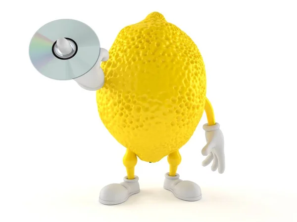 Lemon Charakter Hält Disc Isoliert Auf Weißem Hintergrund Illustration — Stockfoto