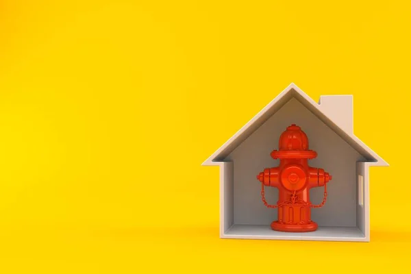 Požární Hydrant Uvnitř Domu Průřez Izolovaný Oranžovém Pozadí Ilustrace — Stock fotografie