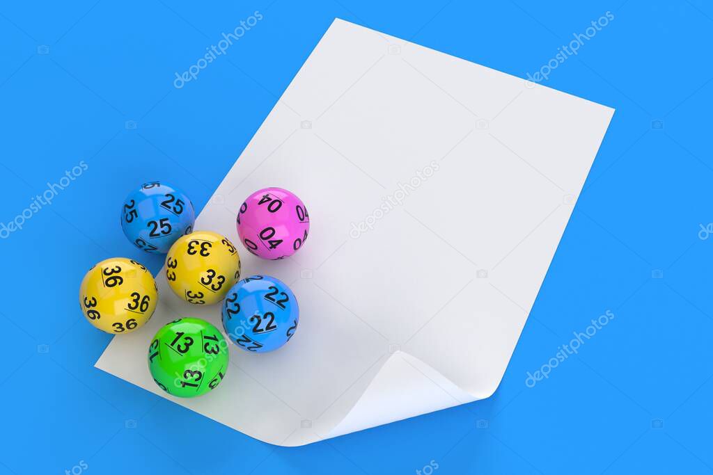 Lotto balls with blank sheet of paper