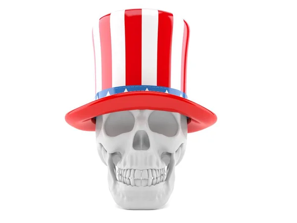 Skull Usa Hat Isolated White Background Illustration — Stock Photo, Image